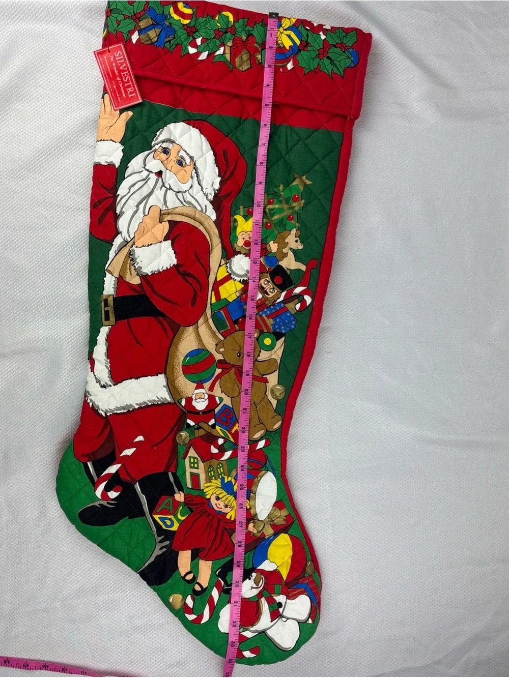 Vintage Jumbo Quilted Christmas Stocking Santa Presents 34